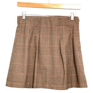 Zara Brown Plaid Mini Skirt High Waisted Size XS